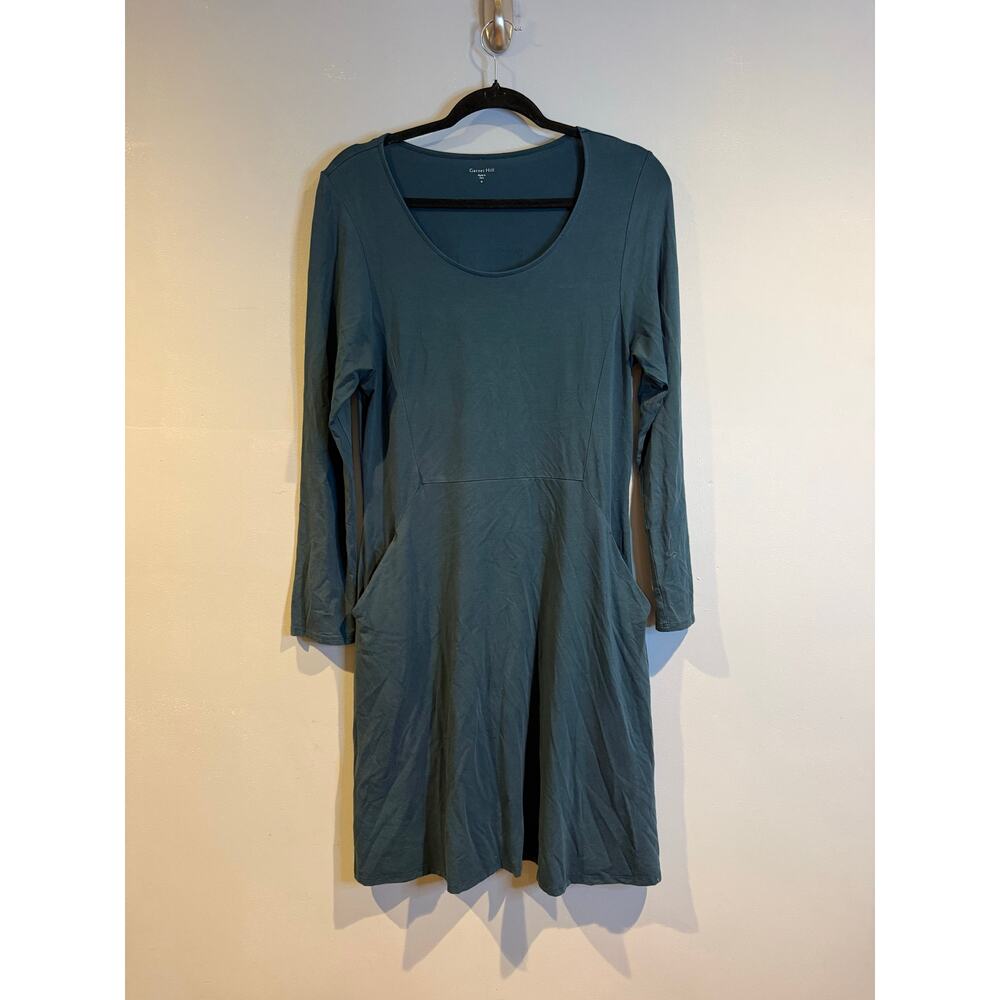 Garnet Hill Teal Long Sleeve Fit & Flare Knit Dress Women’s Medium